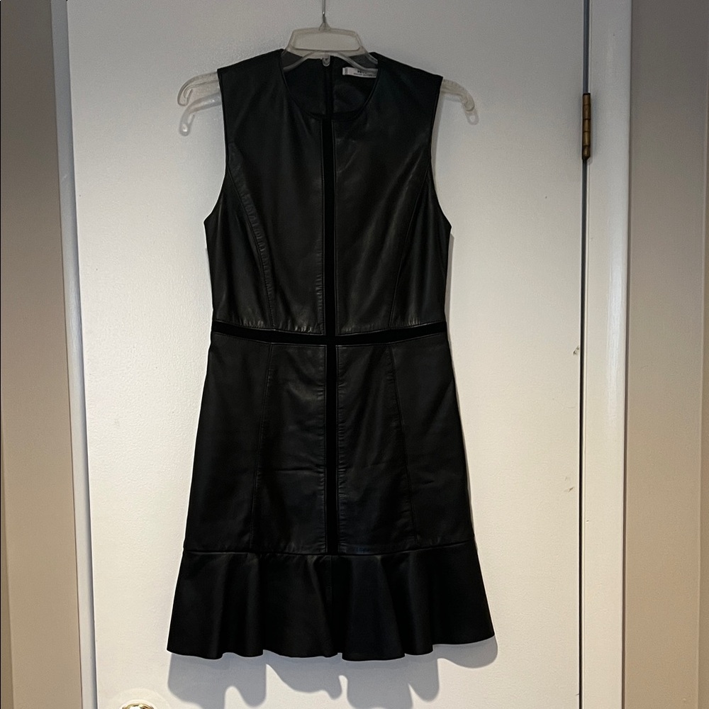 Mango Genuine Leather Black Dress